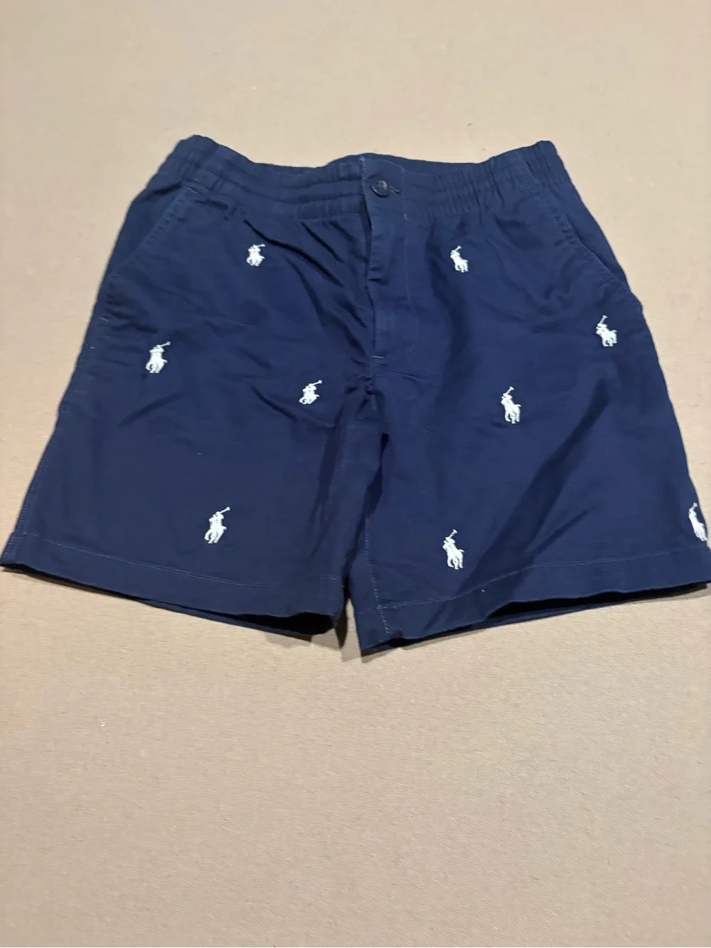 Polo by Ralph Lauren Navy and Pinstripe Shorts with Pony Embroidery Duo